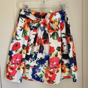 Floral A-Line Skirt with Bow